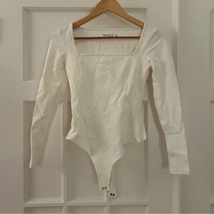 Abercrombie White Long Sleeve Bodysuit